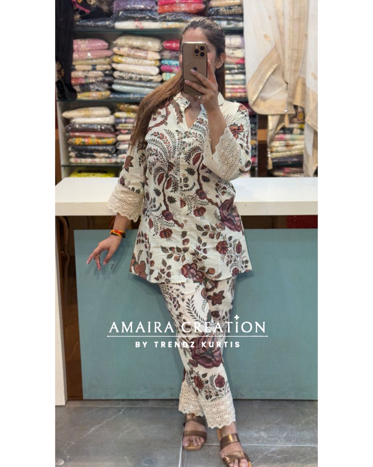Premium Cotton Light Beige Cotton Cord Set With Beautiful Lace Detailing