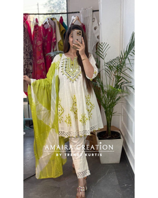 Ivory Green A line Stylish Suit set