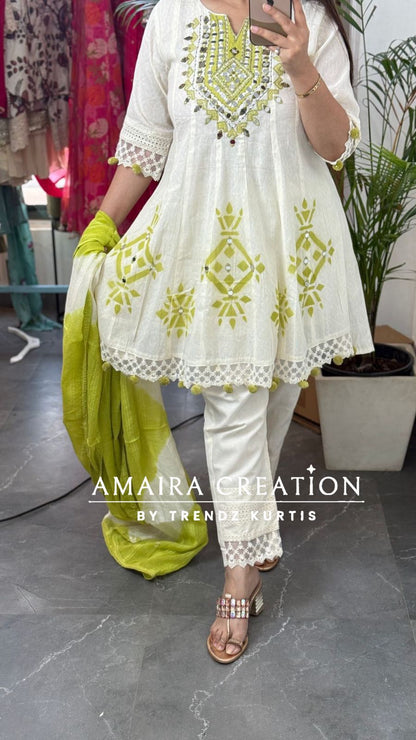 Ivory Green A line Stylish Suit set