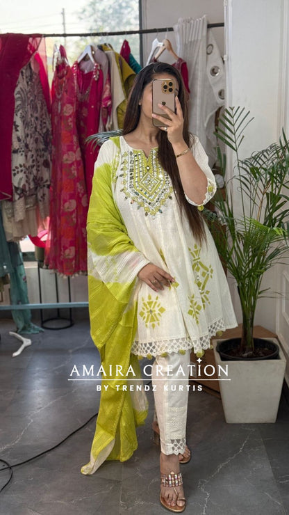 Ivory Green A line Stylish Suit set
