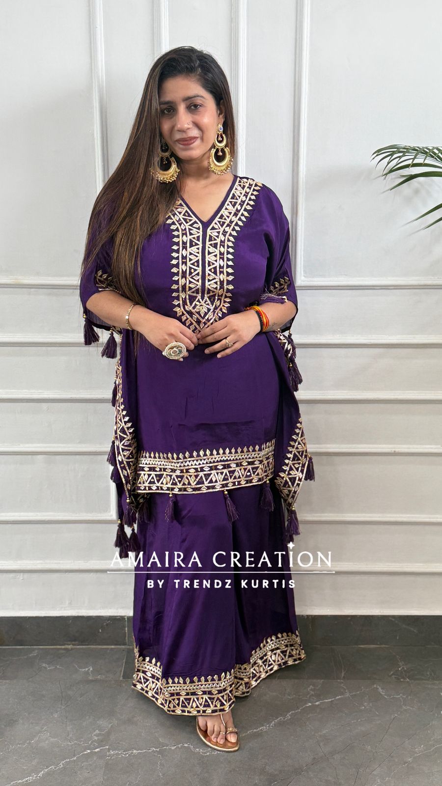 Premium Chinnon Gotta Patti Designer Kaftan Set