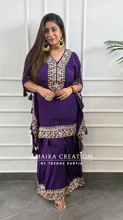 Premium Chinnon Gotta Patti Designer Kaftan Set