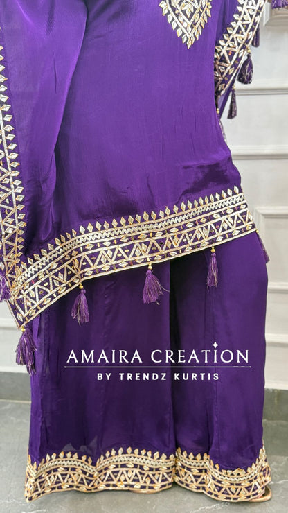 Premium Chinnon Gotta Patti Designer Kaftan Set