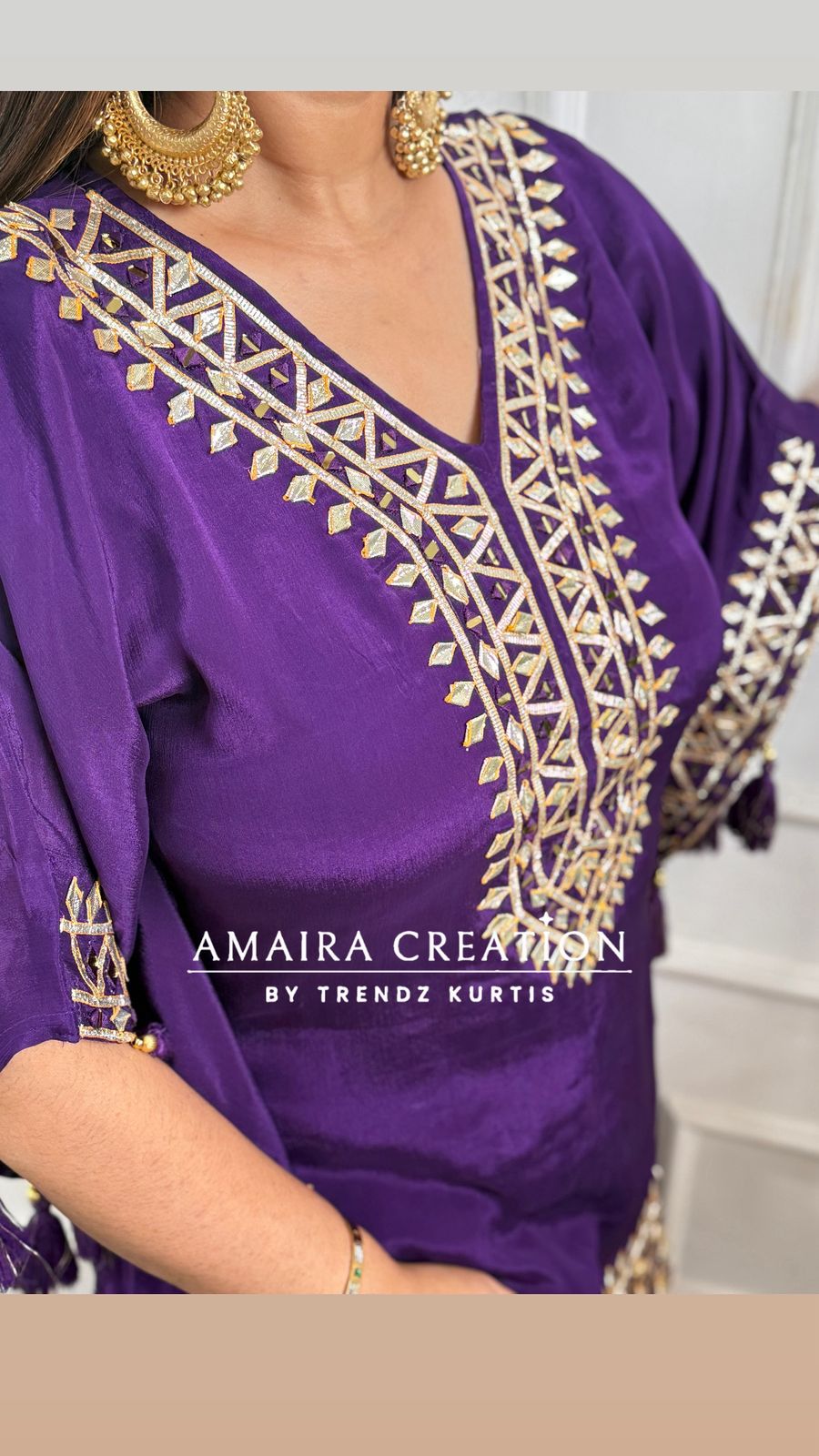Premium Chinnon Gotta Patti Designer Kaftan Set