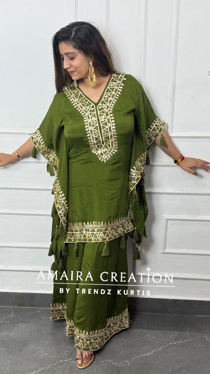 Premium Chinnon Gotta Patti Designer Kaftan Set