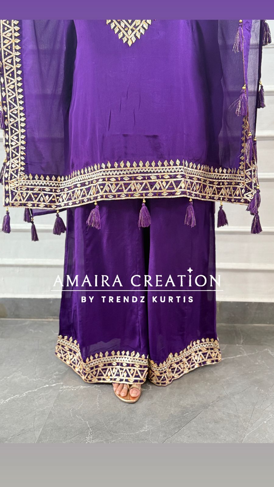 Premium Chinnon Gotta Patti Designer Kaftan Set