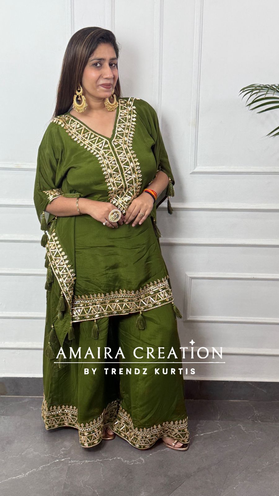 Premium Chinnon Gotta Patti Designer Kaftan Set