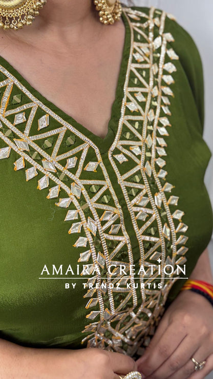 Premium Chinnon Gotta Patti Designer Kaftan Set