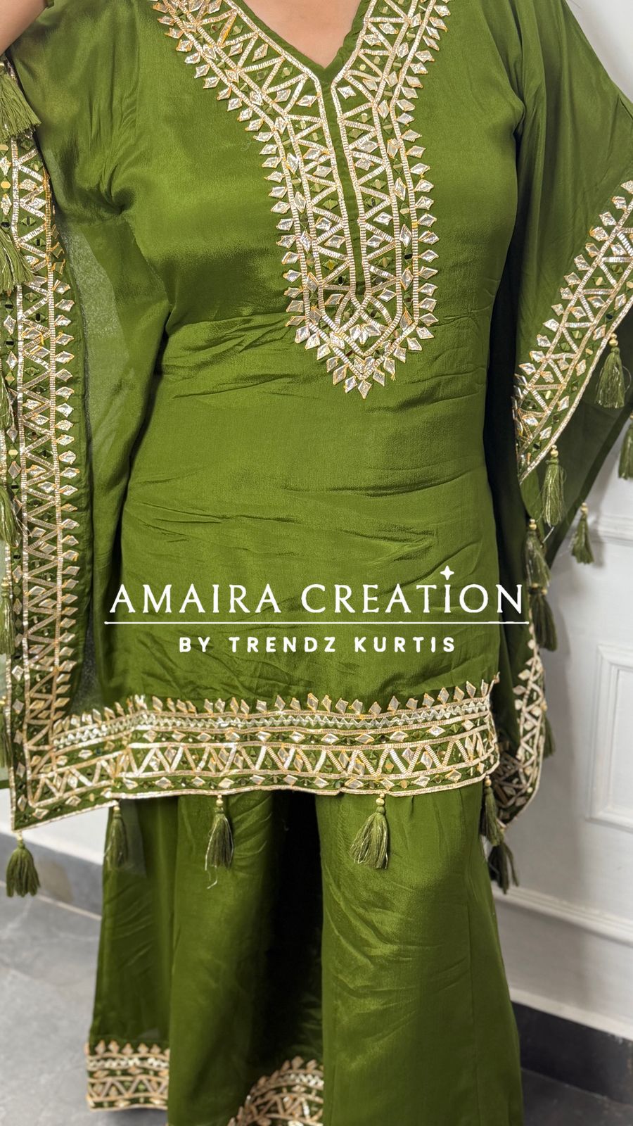 Premium Chinnon Gotta Patti Designer Kaftan Set