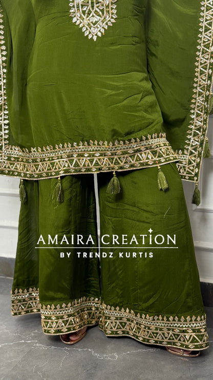 Premium Chinnon Gotta Patti Designer Kaftan Set