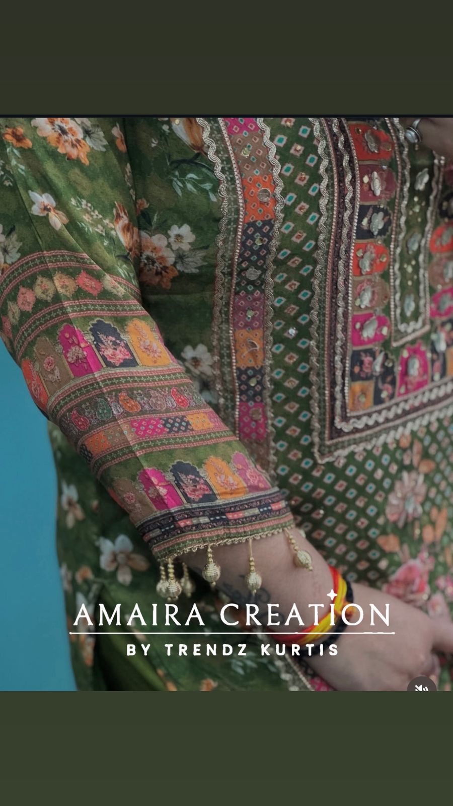 Premium Crepe Mehendi Green Pant Set