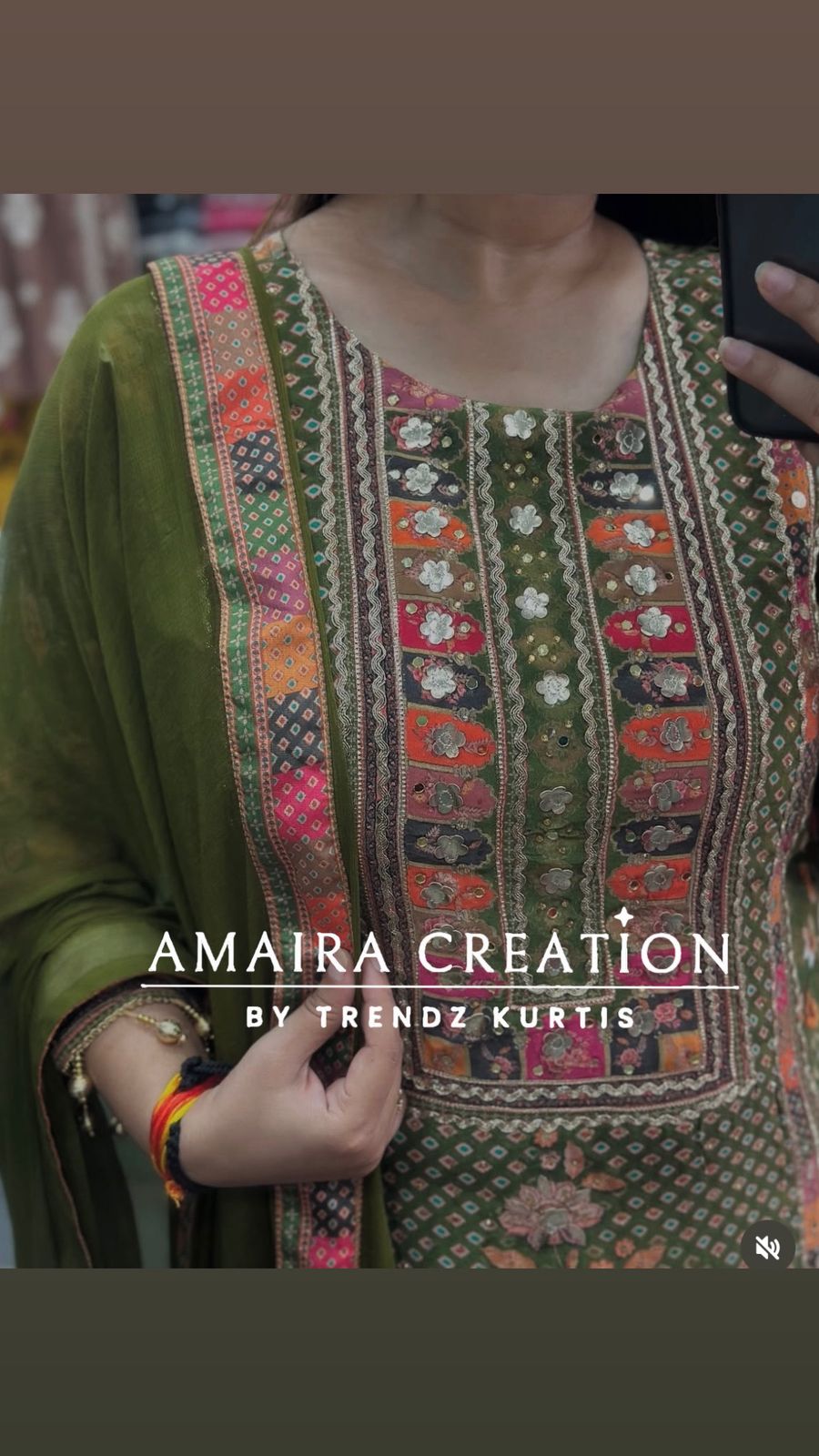 Premium Crepe Mehendi Green Pant Set