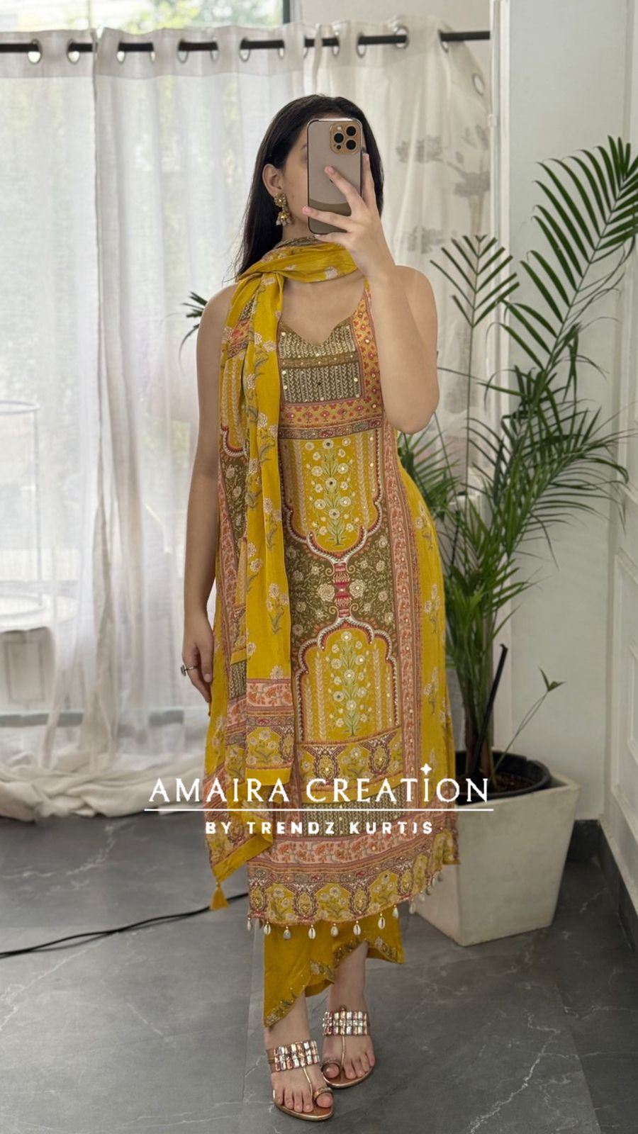 Premium Crepe Strap Pattern Designer Pant Set(16 inches sleeves available)