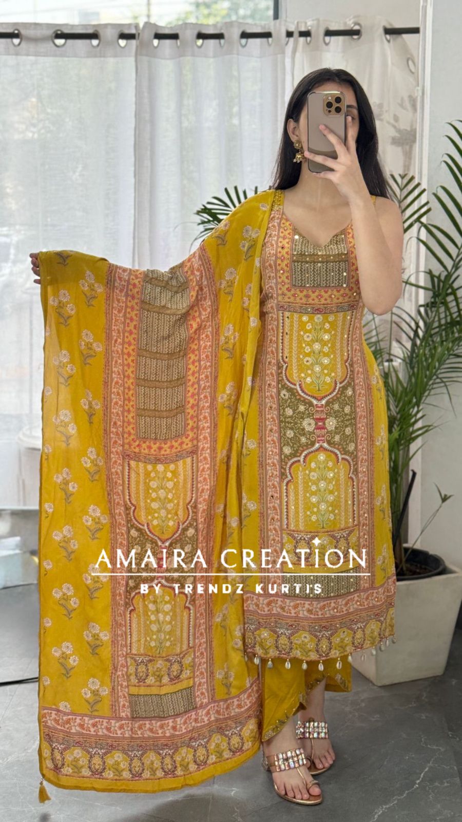 Premium Crepe Strap Pattern Designer Pant Set(16 inches sleeves available)