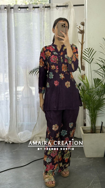 Premium Chinnon Floral Print Cord Set