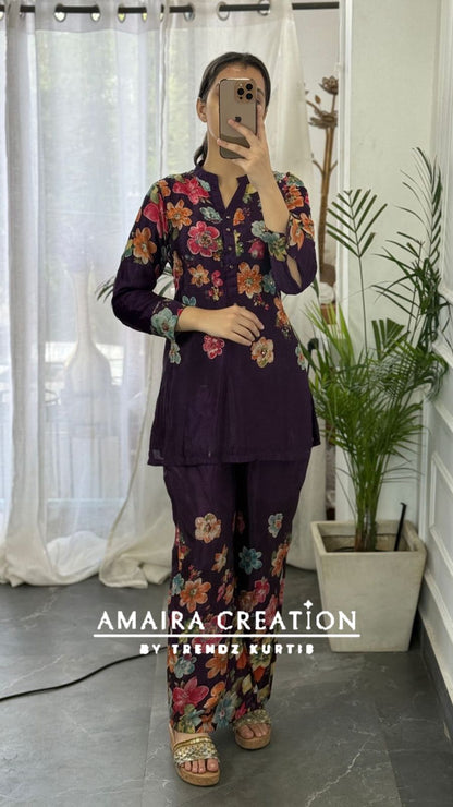 Premium Chinnon Floral Print Cord Set