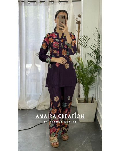 Premium Chinnon Floral Print Cord Set