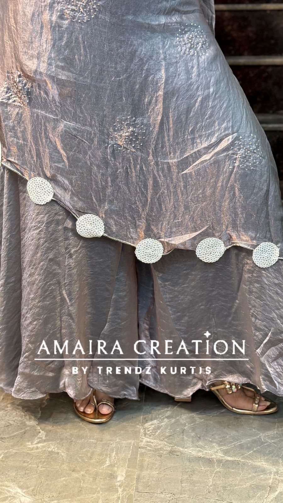 Premium Shimmer Organza Grey Colour C Cut Set