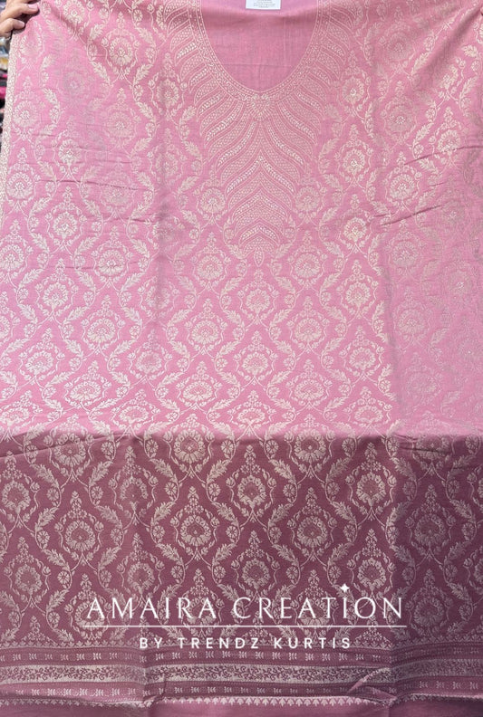 Pink Premium Banarasi Pashmina Unstitched Suit