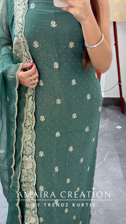 Premium Fendi Fabric Embroidered Turkish Color Unstitch Sui