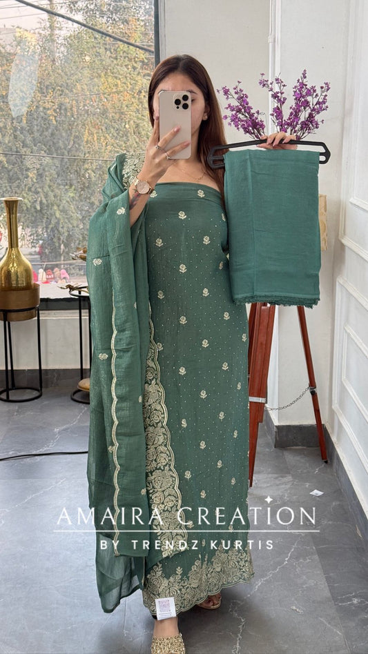 Premium Fendi Fabric Embroidered Turkish Color Unstitch Sui