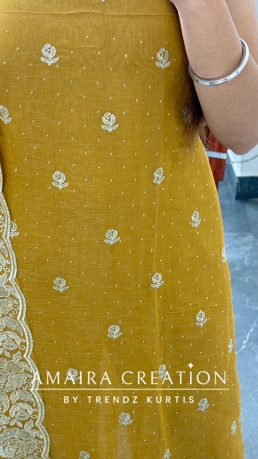 Premium Mustard Fendi Fabric Embroidered Turkish Color Unstitch Suit