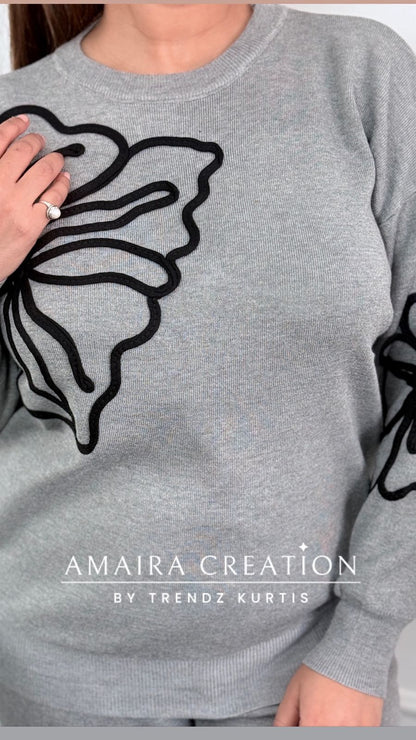 Premium Wool Grey Colour Cord Set(Free Size upto 42 Chest)