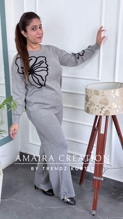 Premium Wool Grey Colour Cord Set(Free Size upto 42 Chest)