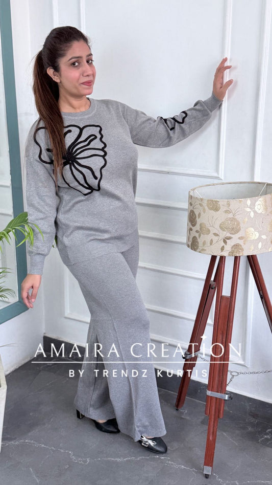 Premium Wool Grey Colour Cord Set(Free Size upto 42 Chest)