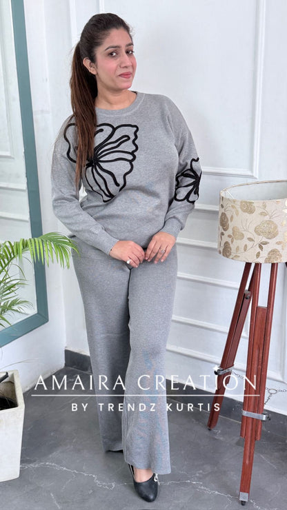 Premium Wool Grey Colour Cord Set(Free Size upto 42 Chest)