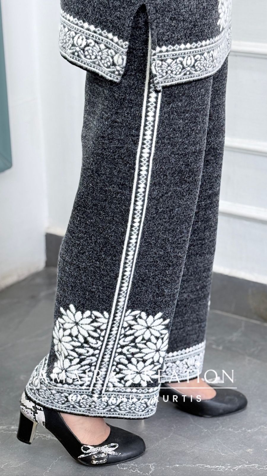 Premium Wool Grey Colour Knitted Fabric Cord Set