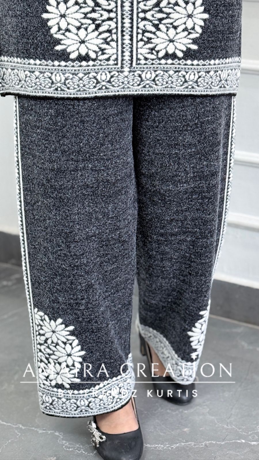 Premium Wool Grey Colour Knitted Fabric Cord Set