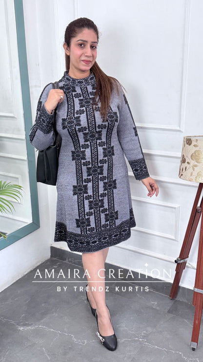 Premium Woolen Bluish Grey Colour Dress