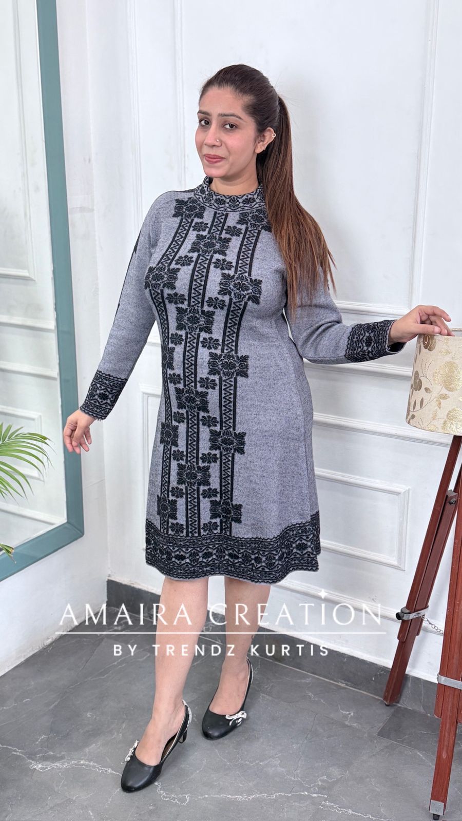 Premium Woolen Bluish Grey Colour Dress