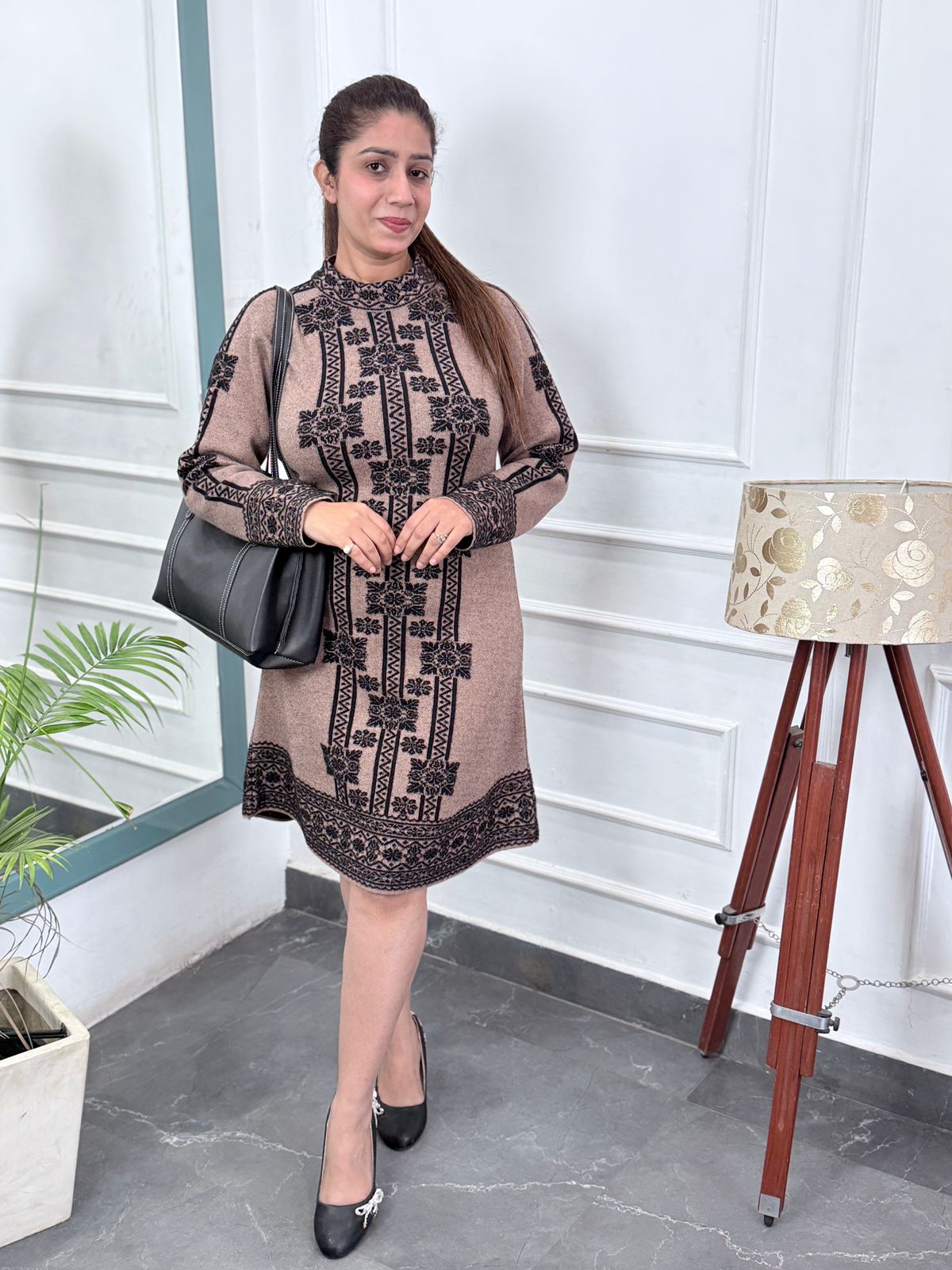 Premium Woolen Brown Colour Dress