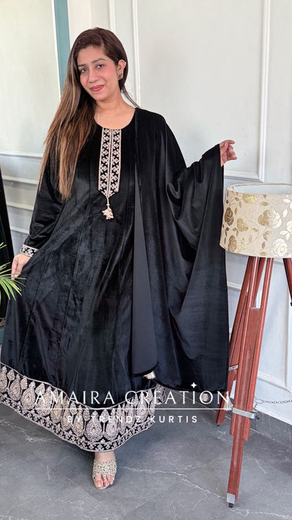 Premium Velvet Black Colour Anarkali