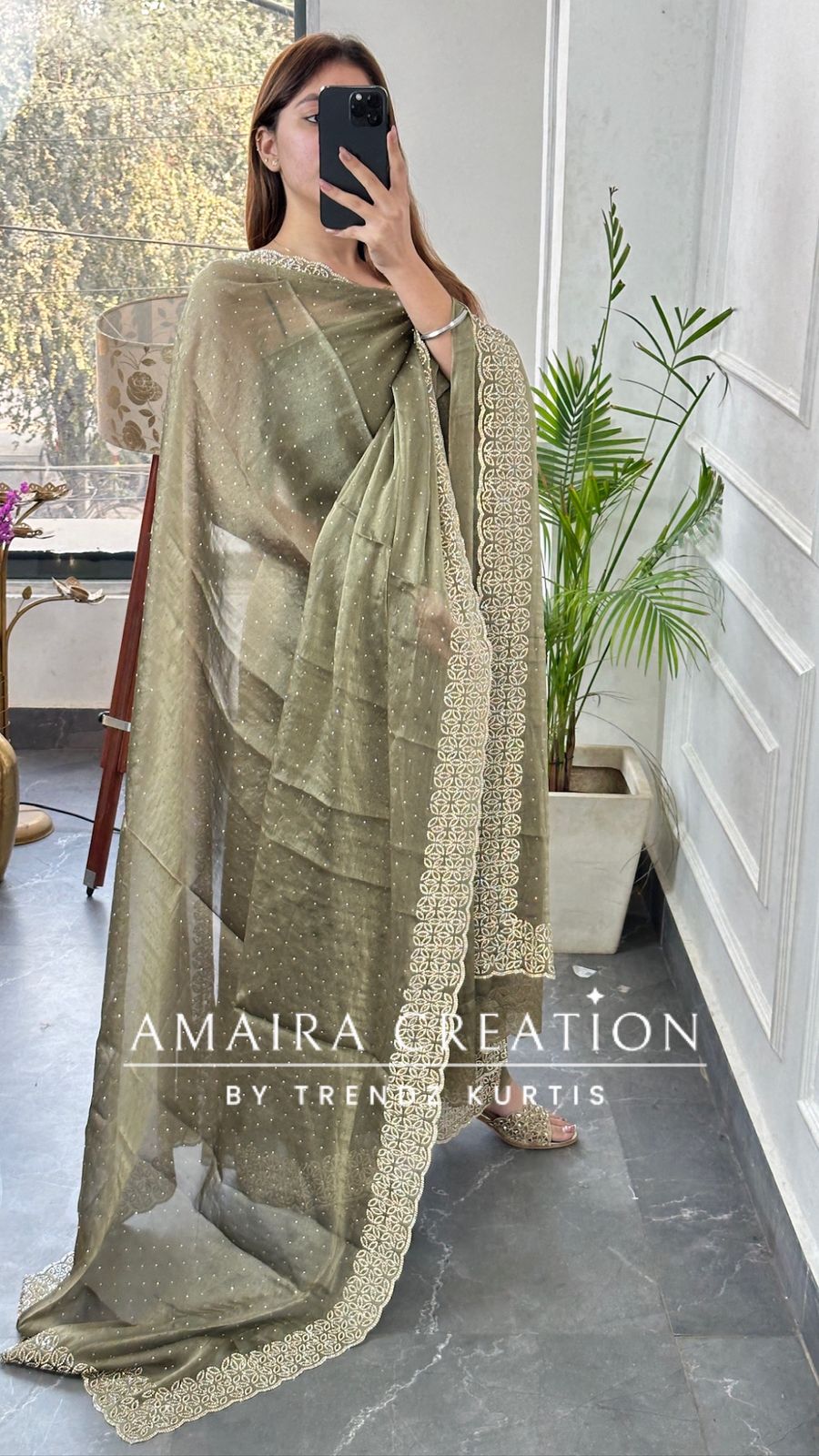 Premium Shimmer Silk Sea Green Color Sequin Emblishment Unstitched Suit