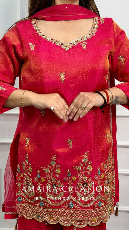 Fuschia Fulkari Plazo Set