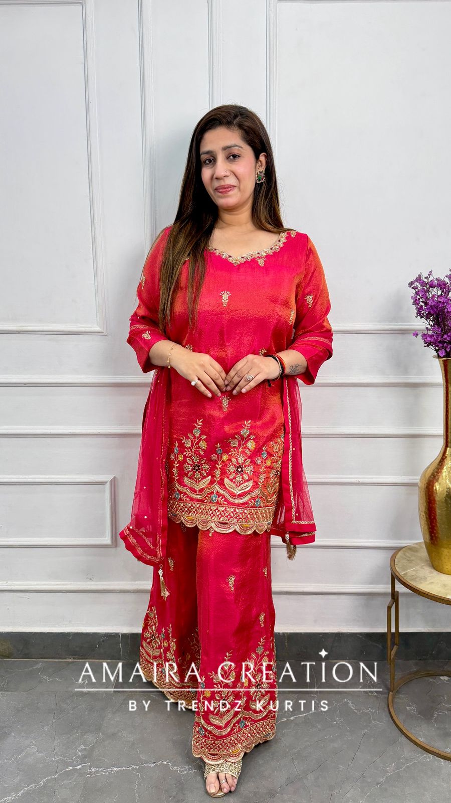 Fuschia Fulkari Plazo Set