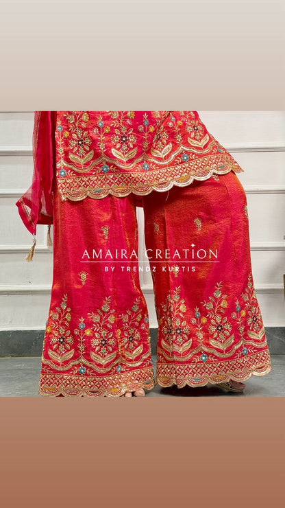 Fuschia Fulkari Plazo Set