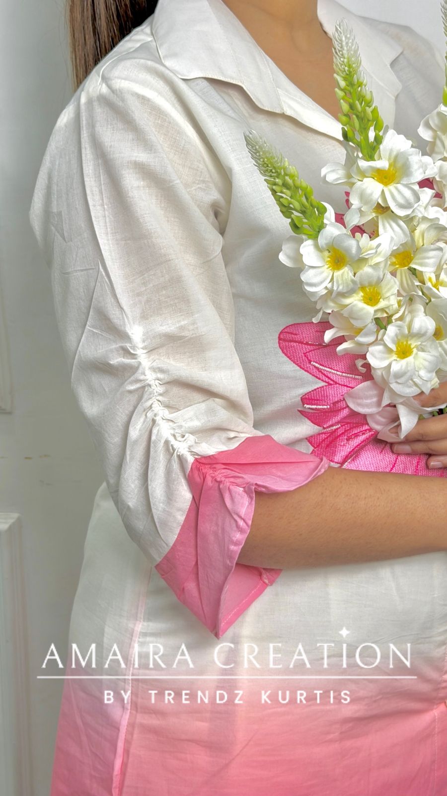 Premium Cotton Pink & Yellow Floral Ombre Cord Set (Full Cotton Lining)