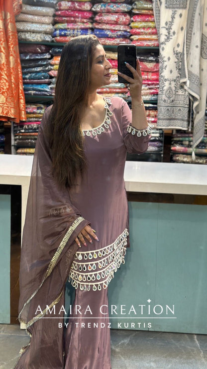 Premium Crepe Lavender Pakistani Style Cord Set With Dupatta