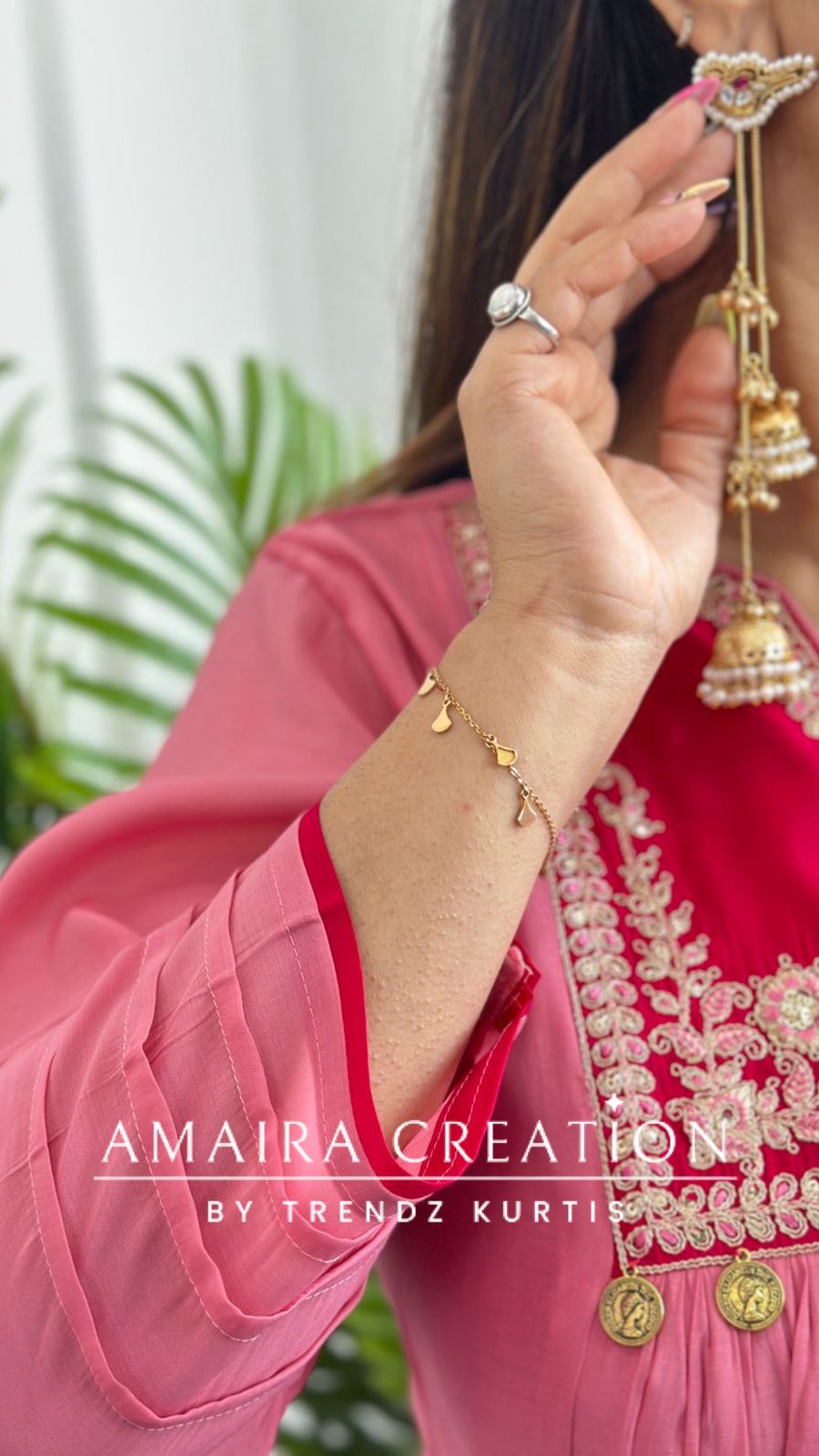 Premium Chanderi Cotton Pink Color A line Set