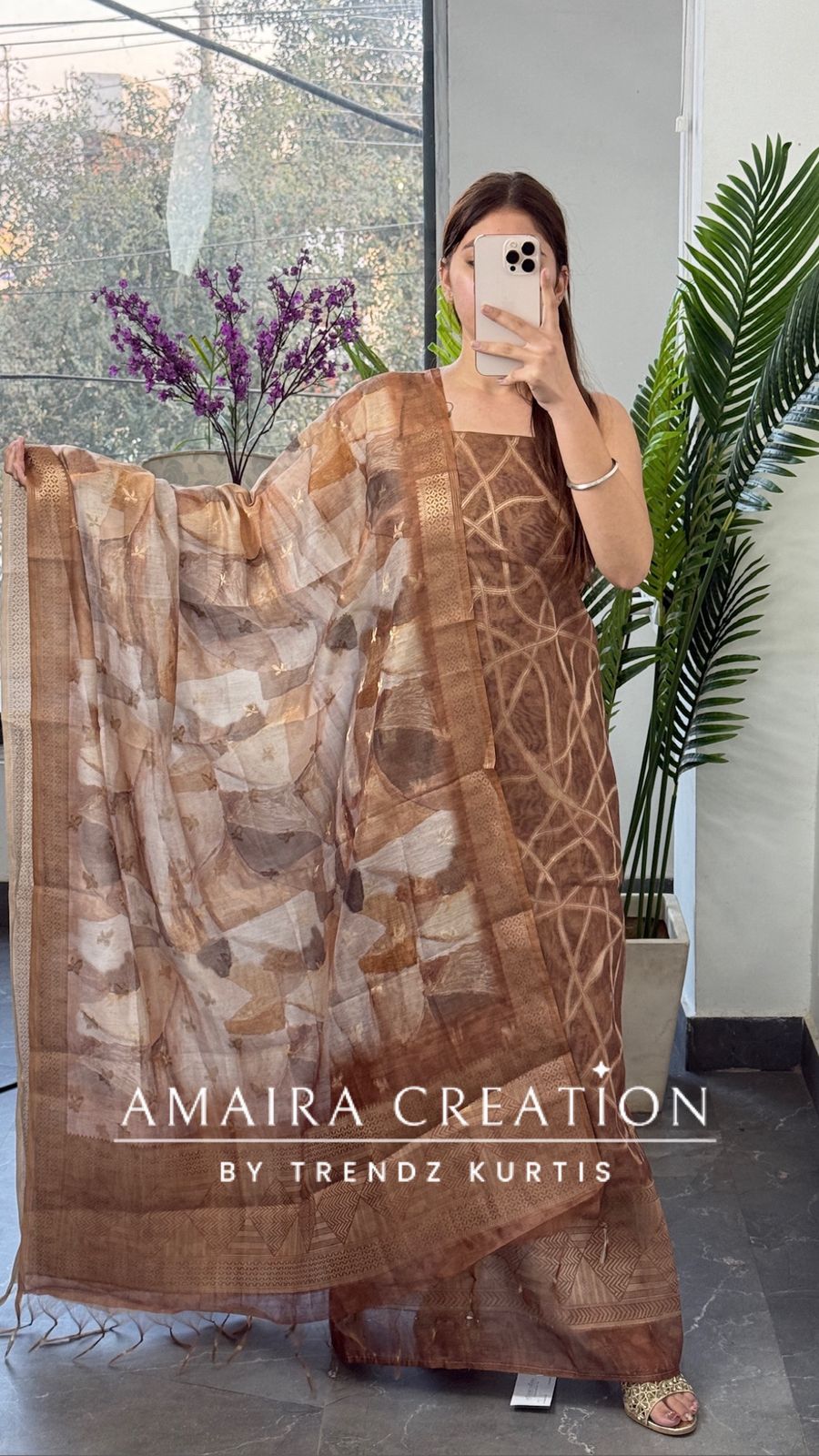 Premium Brown Banarasi Silk Fabric Unstitched Suit With Royal Banarasi Dupatta