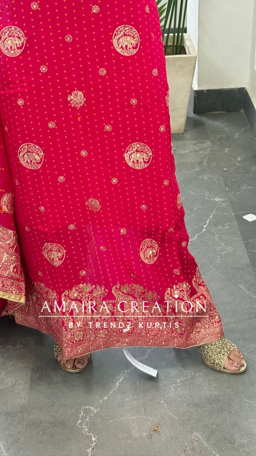 Premium Magenta Banarasi Silk Bandez Print Unstitched Suit With Beautiful Banarasi Dupatta