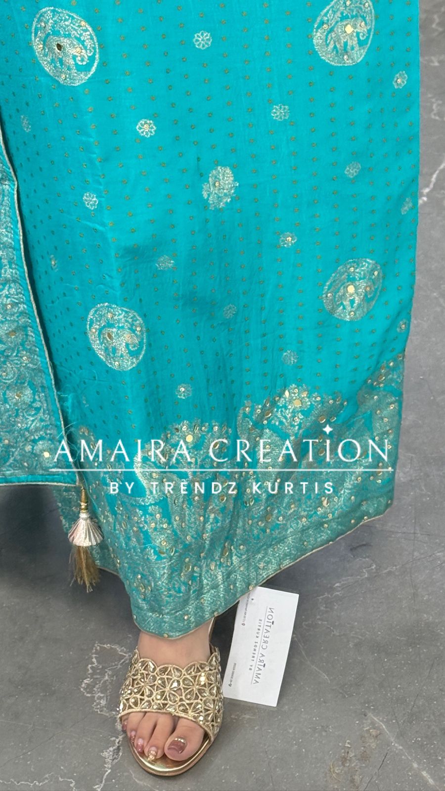 Premium Firozi Banarasi Silk Bandez Print Unstitched Suit With Beautiful Banarasi Dupatta