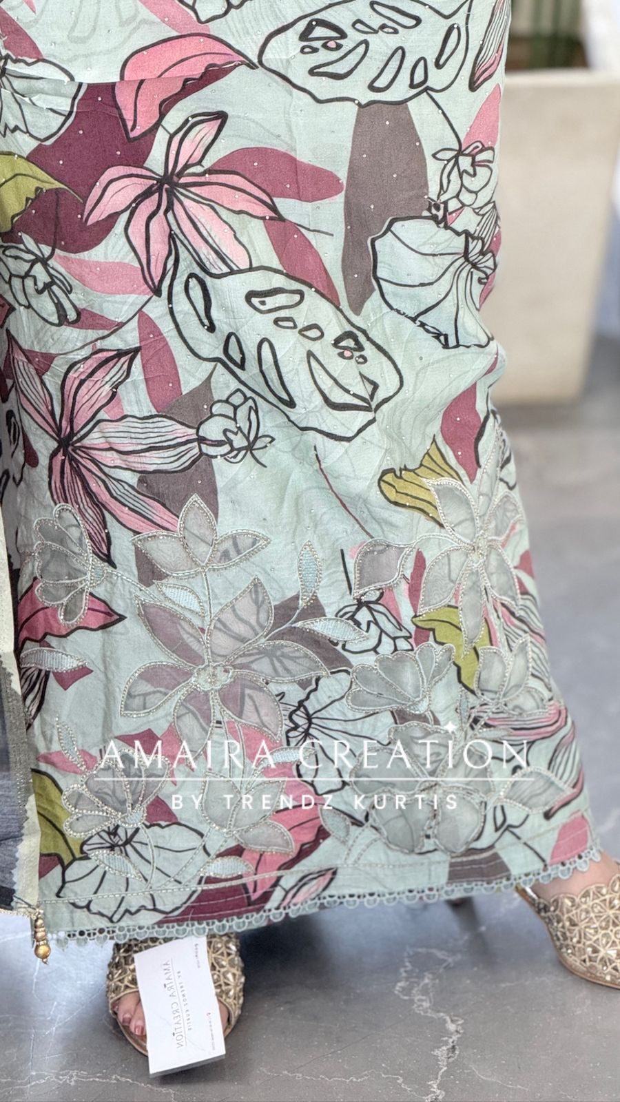 Premium Sea Green Muslin Fabric Unstitched Suit With CutWork Detailing