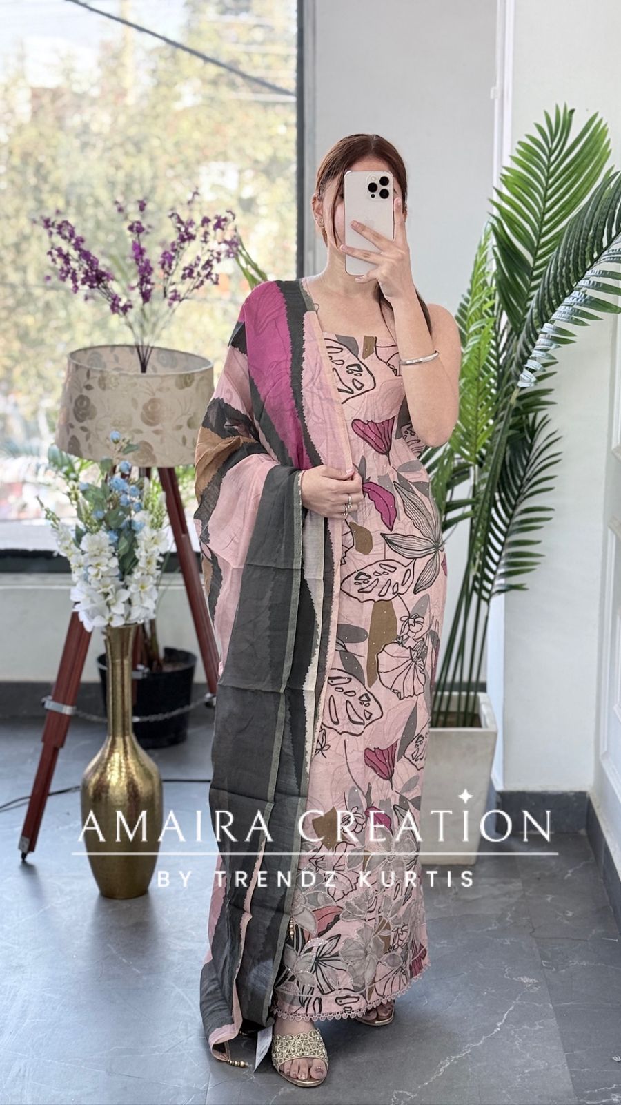 Premium Peach Muslin Fabric Unstitched Suit With CutWork Detailing