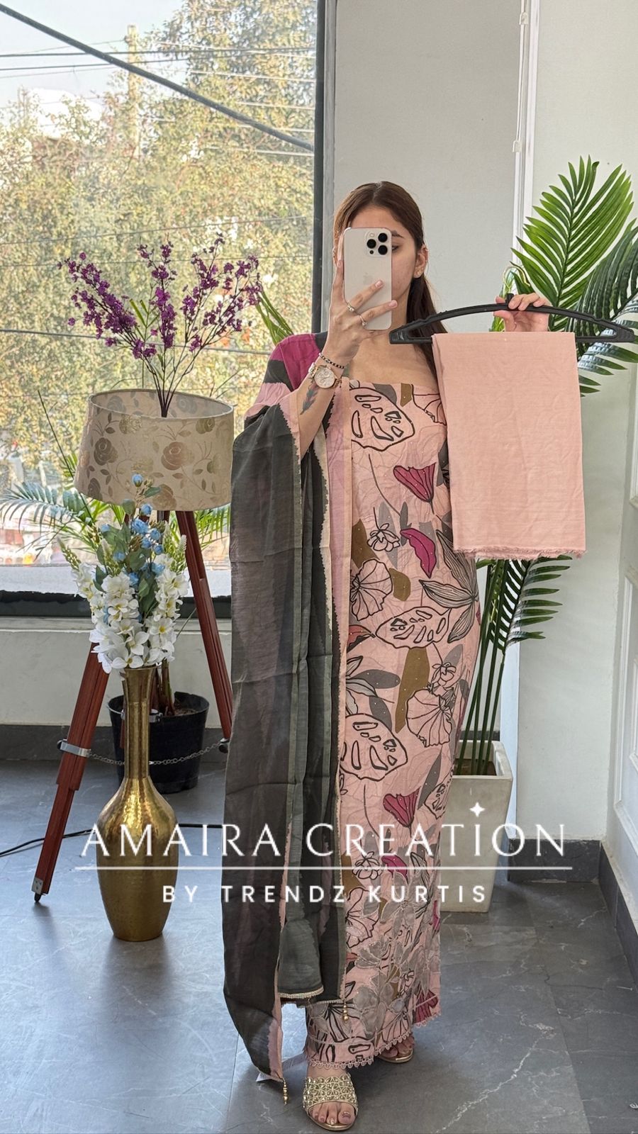 Premium Peach Muslin Fabric Unstitched Suit With CutWork Detailing