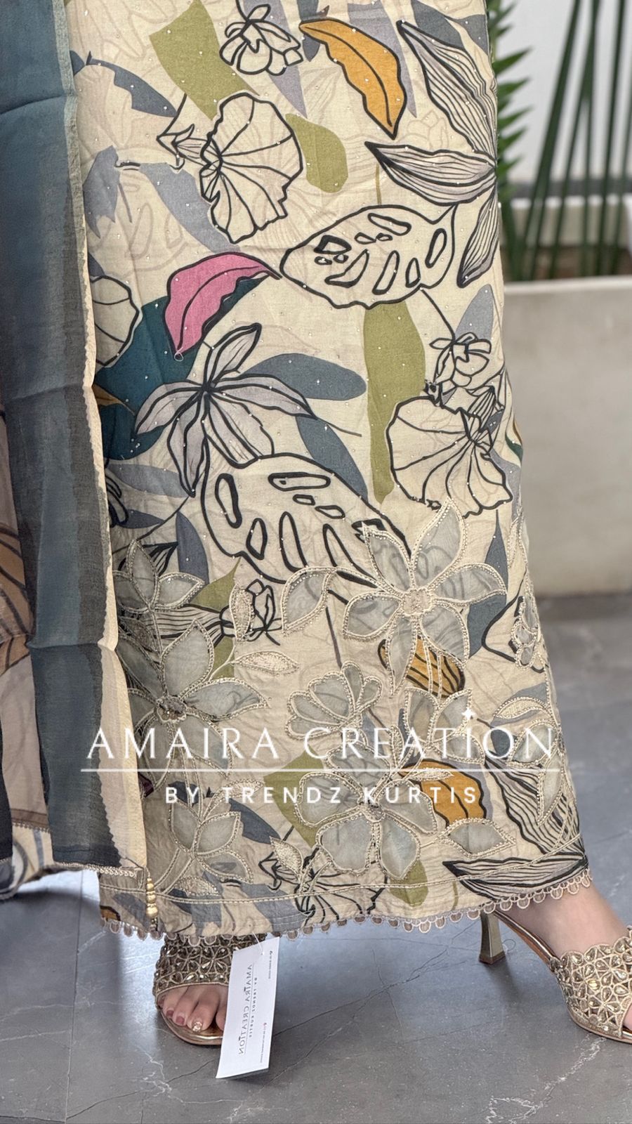 Premium Beige Muslin Fabric Unstitched Suit With CutWork Detailing